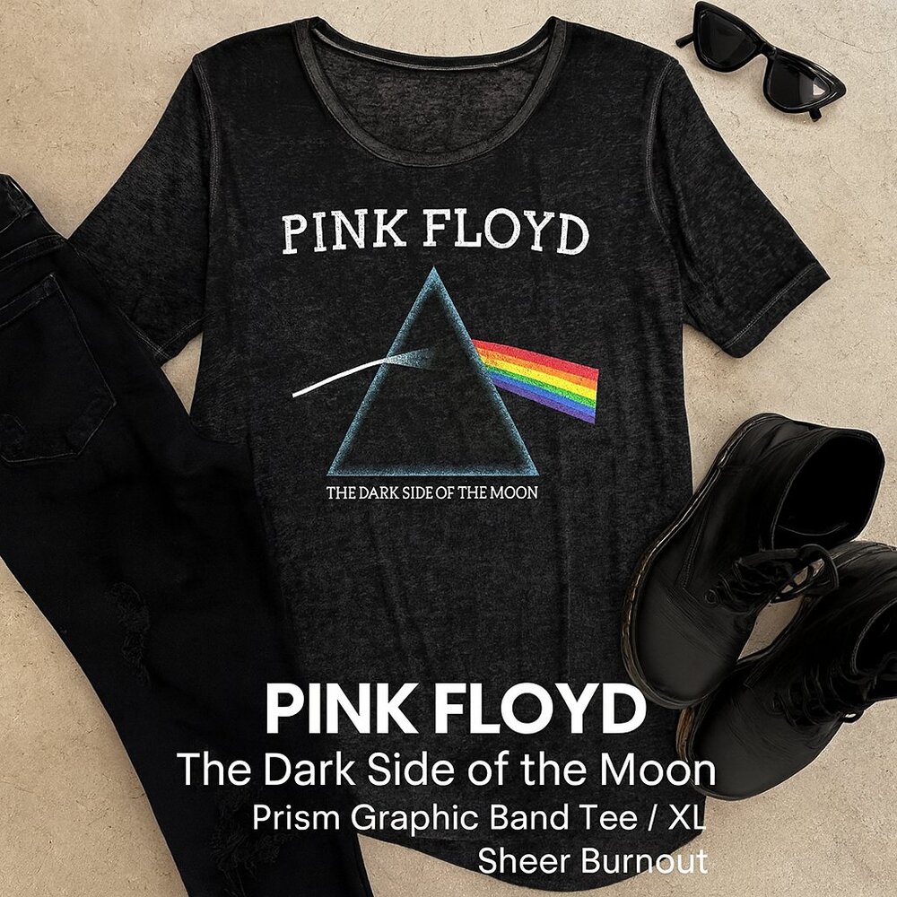 Pink Floyd Dark Side of the Moon Prism Burnout Graphic Tee Black XL - Picture 11 of 11